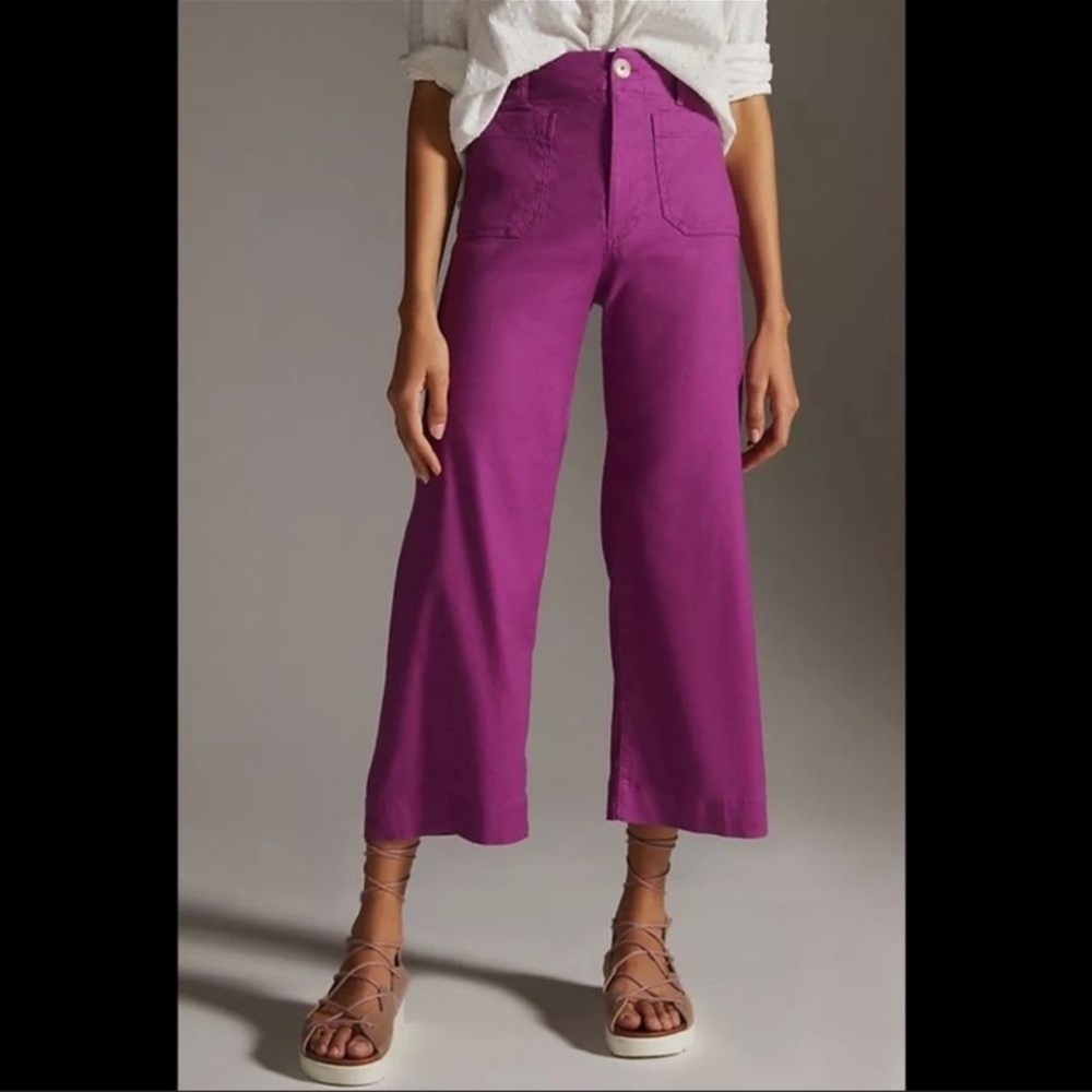 Maeve Colette Cropped Linen Wide-Leg Pants Size 12
(Regular)